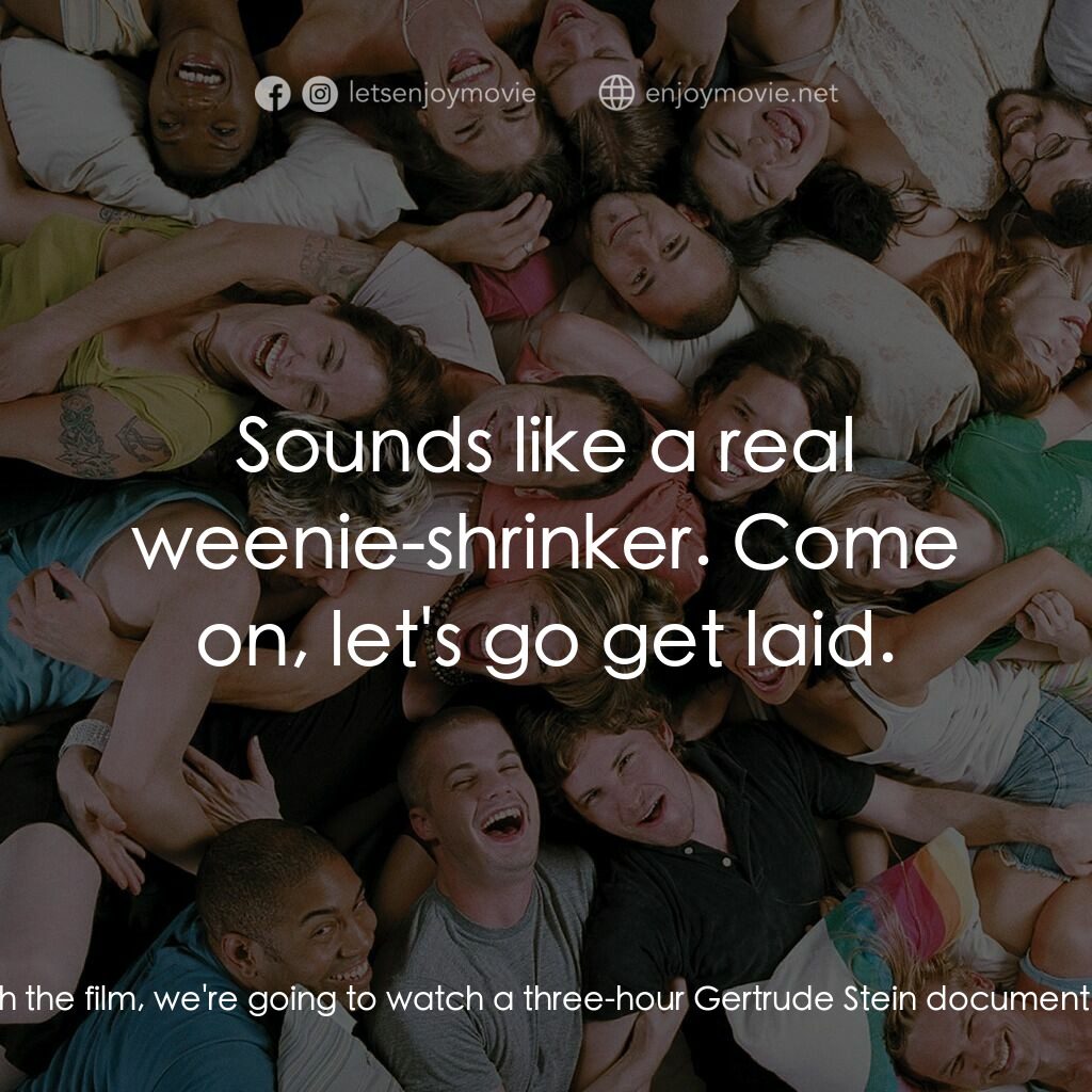 性愛巴士電影對白：Jamie:  I just have to switch the film, we're going to watch a three-hour Gertrud