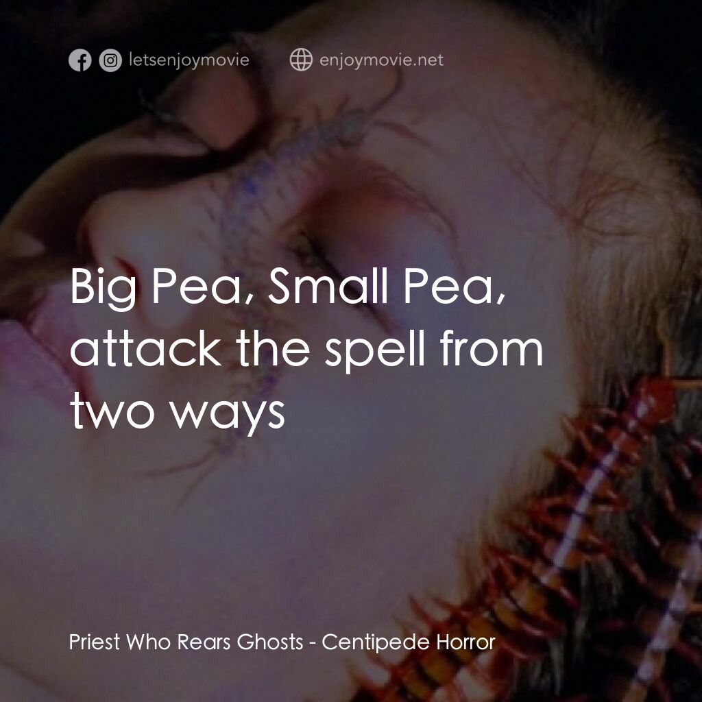 蜈蚣咒電影對白：Priest Who Rears Ghosts:  Big Pea, Small Pea, attack the spell from two ways