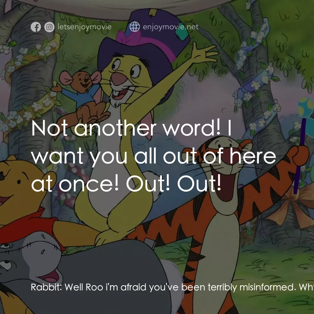 小熊維尼：春天的百畝森林電影對白：Rabbit:  Well Roo i'm afraid you've been terribly misinformed. Why this is spring